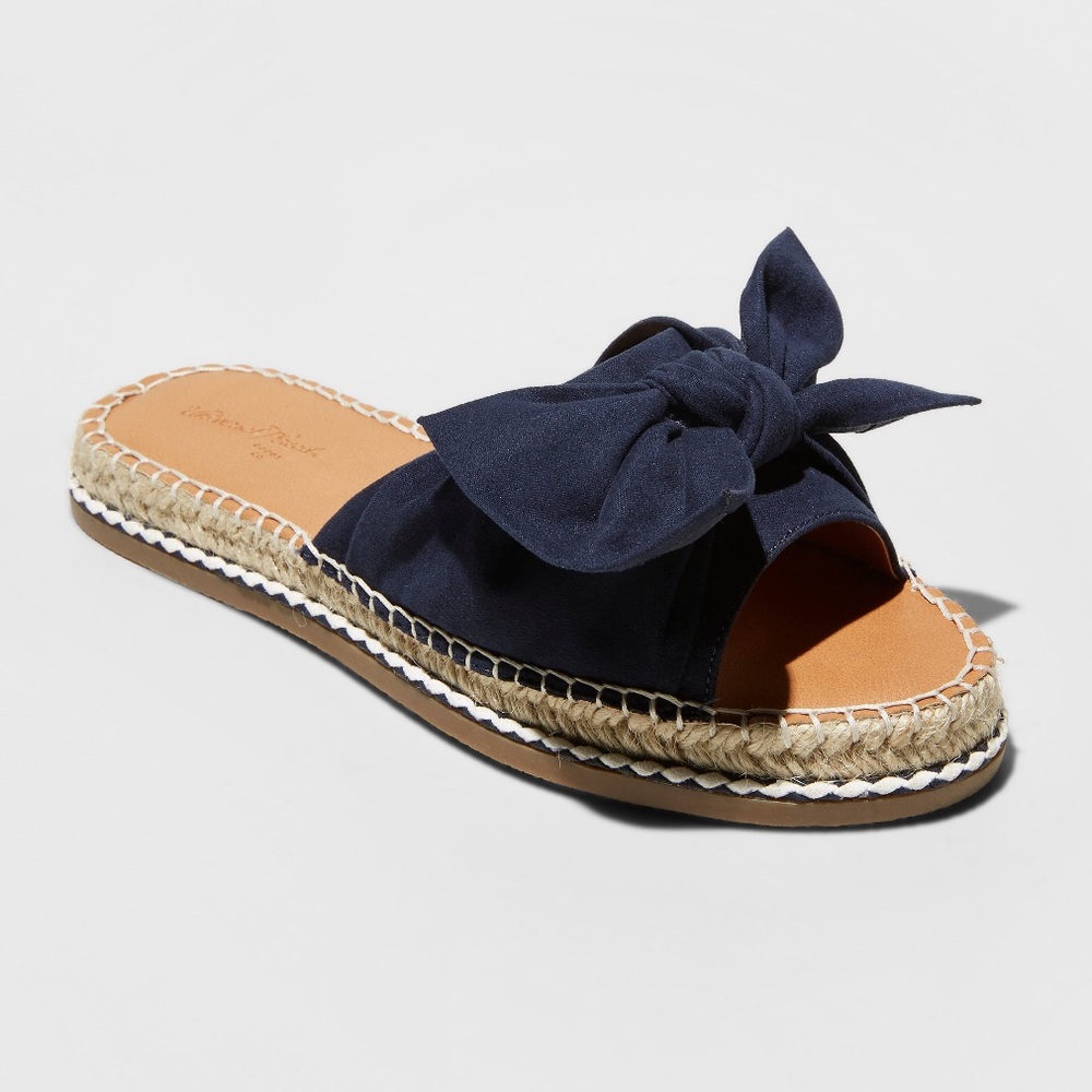 Navy Blue Bow Espadrille Sandals
